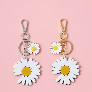 

Enamel Korea-Daisy Flower Keychain Keyring Women Men Girl Jewelry Cute Simple Earphone Handbag Key Holder Decoration