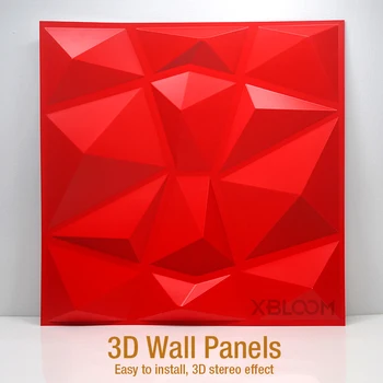 

4Pcs 30cm 3d Art Plaster Cutting Geometric Diamond Carved Wood Adhesives Bottom Wall 3d Wall Sticker Home Decor Decorative Panel