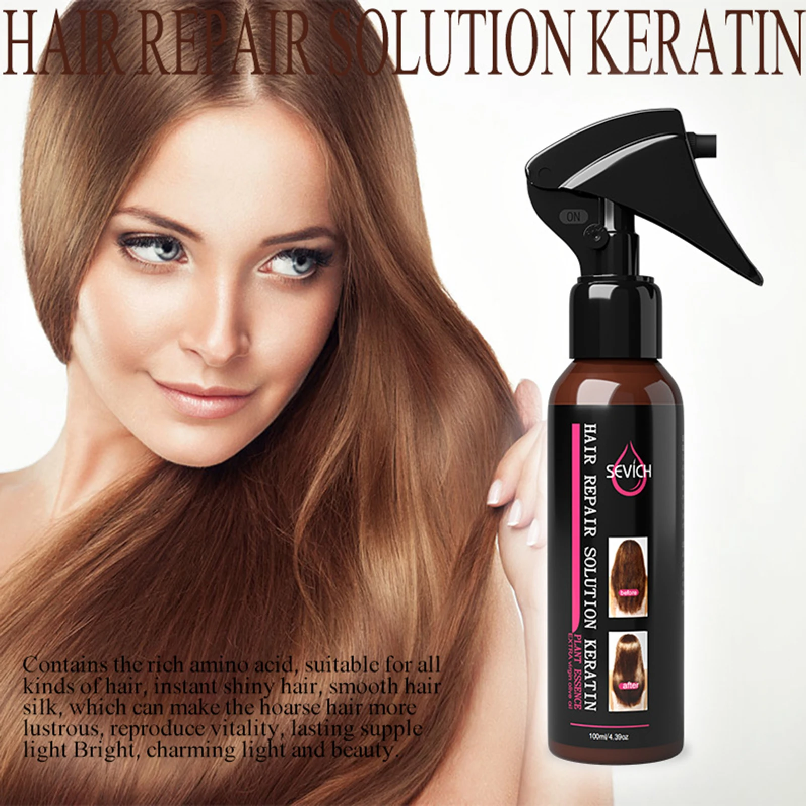 Hair Protector Spray With Amino Acid Hair Frizz Control Shine Straight Silk Spray No Wash For