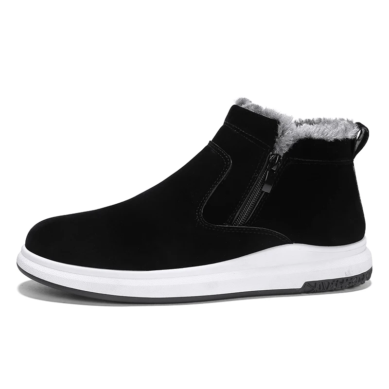 Men Snow Boots Winter Boots Men Winter Shoes Zipper Warm Ankle Botas Hombre Warm Casual Shoes Men Men Plush Winter Sneakers - Color: Color 1