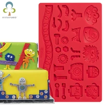 3D Robot Shaped Silicone Chocolate Mold Fondant Cake Molds Candy Pastry Biscuits Mould Cake Decoration DIY Baking Tools GYH