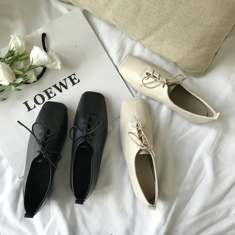 

Boussac British Style Oxford Shoes for Women Vintage Square Toe Women Loafers Elegant Flats Shoes Women SWA0357