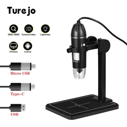 Microscope numérique 1600X 8 LEDs 2MP, Microscope électronique avec support de levage X4 USB Zoom caméra loupe pour MAC Android PC 