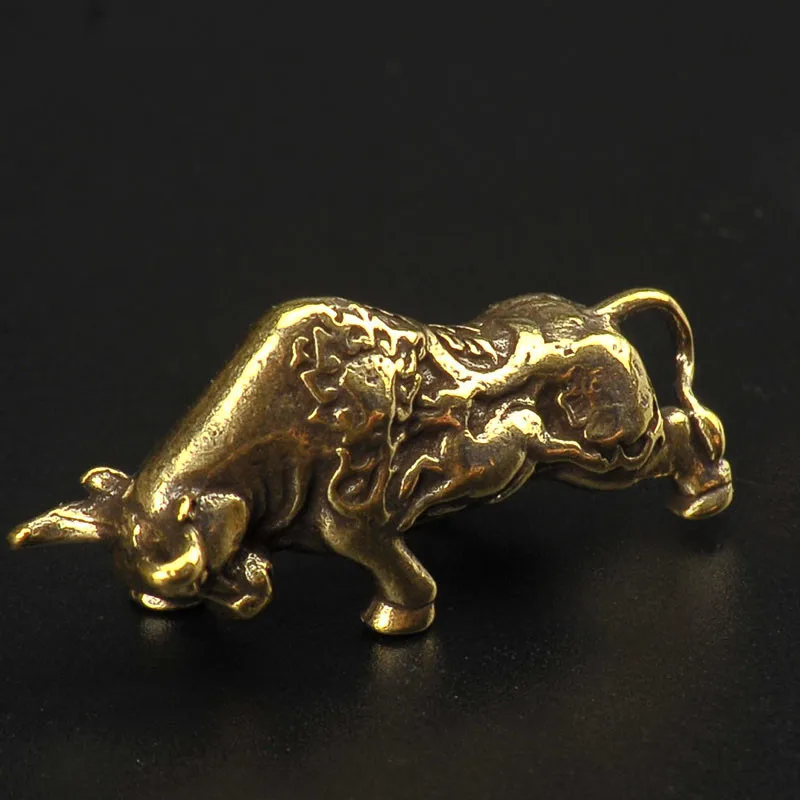 Bull A Чистый медный твердый ключ Lucky Bull, подвески с цепочками, латунный брелок в виде животных на стену, уличный коррид, подвесные брелоки, автомобильные брелоки - Цвет: Bull A
