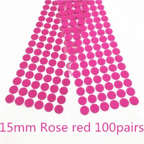 15mmRose red100pairs 100 Пара 10 мм 15 мм Клей на крючки и петли стикер сильный Velcros самоклеющиеся цвет точка нейлон водонепроницаемый клейкая крепежная лента - Цвет: 15mmRose red100pairs
