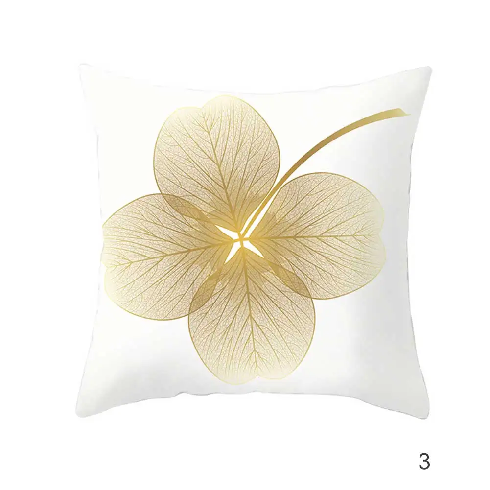 2pcs Golden Leaves Printed Pattern Decor Cushion Cover for Sofa Bed For Drop Ship
