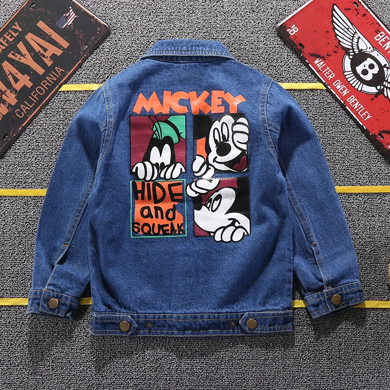 Mickey Denim Jacket For Boys Fashion Coats Children Clothing Autumn Baby Girls Clothes Outerwear Cartoon Jean Jackets Coat