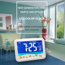 Цветной экран цифровой календарь будильник большой экран электронные часы домашний декор настольные часы