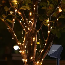 Рождественская гирлянда светодиодный на открытом воздухе 100 светодиодный струнный светильник водонепроницаемый полив может светиться солнечные украшения#4