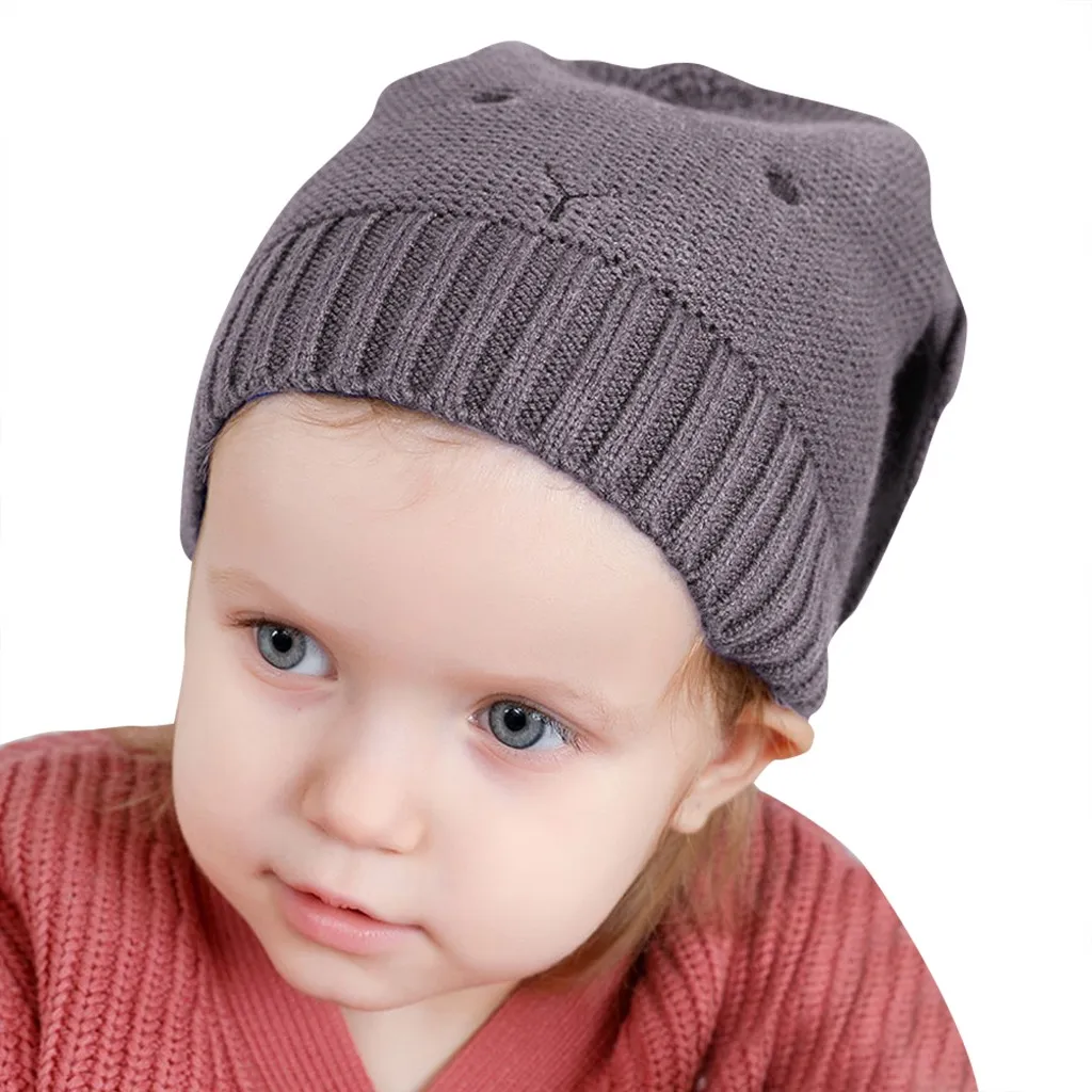 Детские кепки для девочек, Мальчиков Шапка Зимняя обувь на теплом меху кардиган Крючковой вязки шляпа ребенок кроличьи уши сплошной Вязание Утепленная одежда шляпа дропшиппинг#4