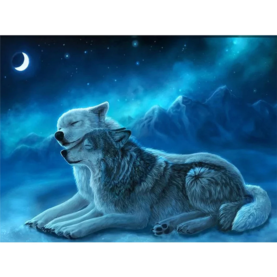 5D Diamond Painting Wolf Animal Rhinestone Picture DIY Full Diamond Embroidery Mosaic Handmade Art Painting Home Decoration Gift 