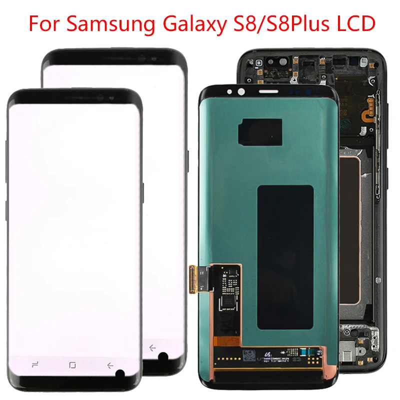 Скидка Оригинальный S8 Plus ЖК дисплей для Samsung Galaxy S8 ЖК дисплей рамка для сборки S8 Plus SM G950F G955F ЖК дисплей с черной точкой