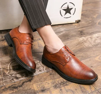 

Genuine Leather Men's Shoes England New Fashion Business Casual Lightweight Flexible Non-slip Comfortable Dad Sheos Men