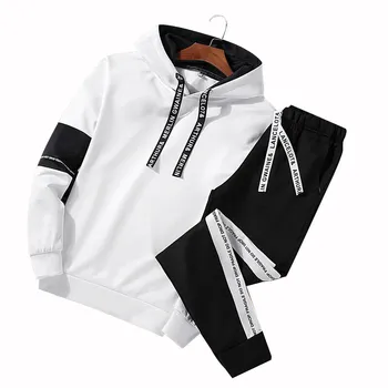 

2019 Spring and Autumn Men Sweat Suit Set Mens Jogger Sets New Men's Sweatshirt Sports Coat Hip-Hop Male Menswear BB50T