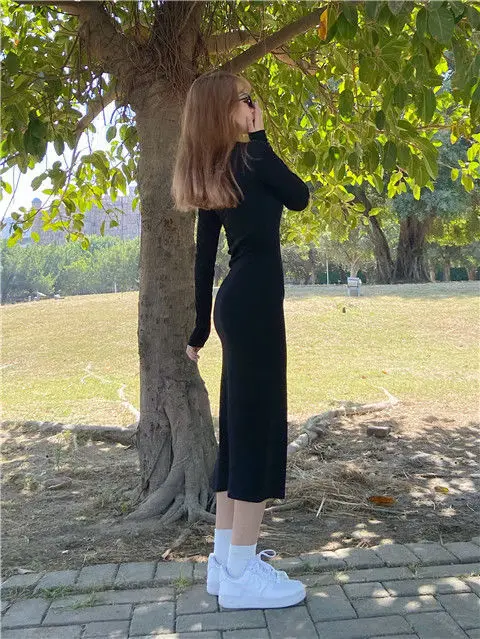 Girls Lengthy Sleeve Costume Mid-calf Size Sq. Collar Black Sheath Retro Slim Attractive Classic Aspect Slit Stretchy All-match Easy 69 Hb5cdd1a7c28c4ec9b1ce7acc77c20f35P