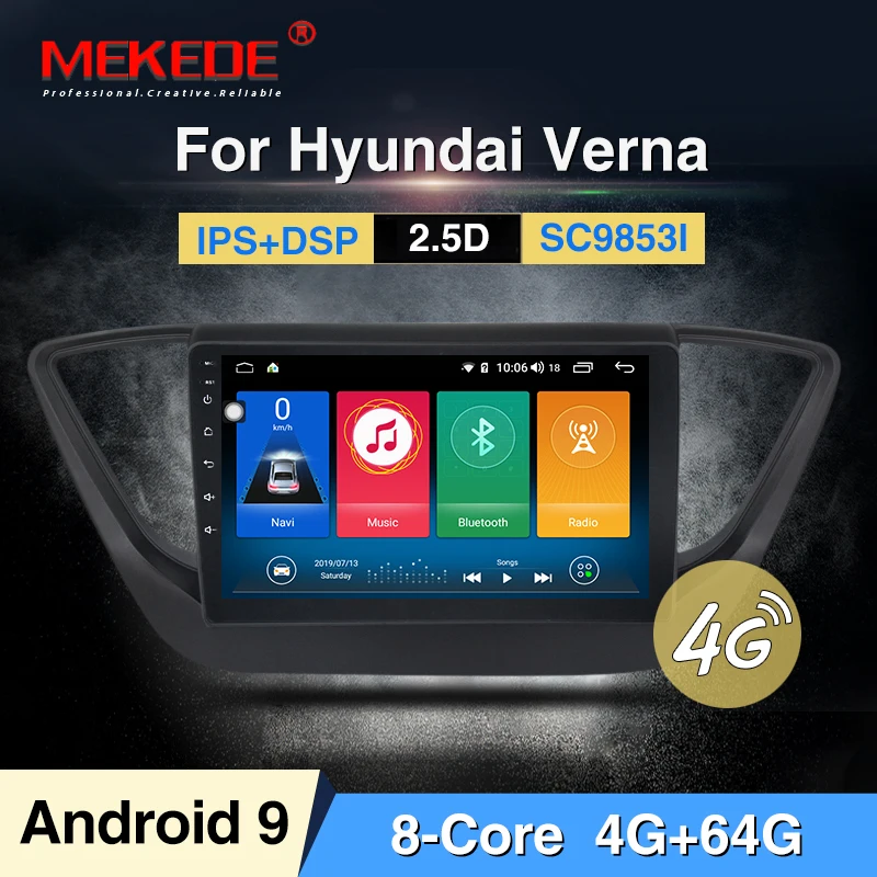 MEKEDE 4 аппарат не привязан к оператору сотовой связи 9853 Octa 8 Core автомобильный радио мультимедиа аудио плеер gps навигации для Hyundai Solaris Verna 2DIN без dvd