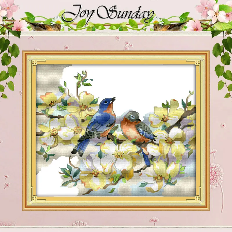 Singing Birds and Fragrant Flowers Counted Cross Stitch 11 14CT animals Cross-Stitch Kit Embroidery for Needlework | Дом и сад