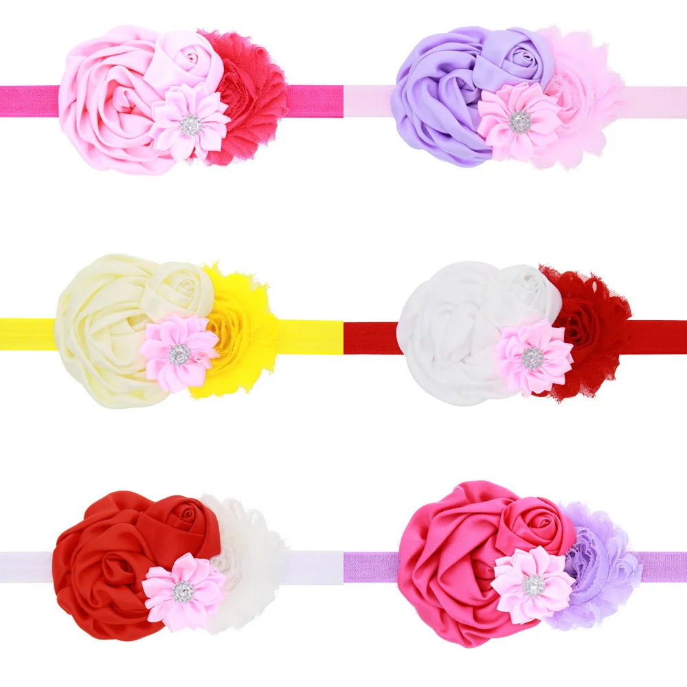 Детский головной убор в европейском и американском стиле; повязка для волос с большой розой; аксессуары для волос для младенцев; 6 цветов на выбор; Yiwu