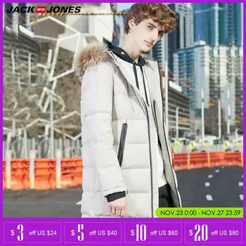 

JackJones Men's Mid-length Fur Collar Hooded Down Jacket| 219312503