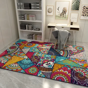 

European retro pattern home carpet living room crystal velvet washable floor mat coffee table sofa bedroom bedside floor mat