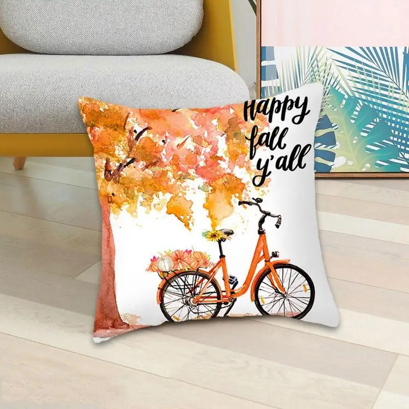 1pc Thanksgiving Autumn Maple Leaf Pumpkin Printed Peach Party Pillowcase Cover Skin Decoration 45*45cm Pillowcase Car Home K8K3