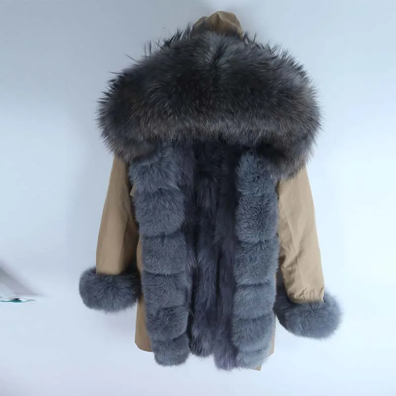 raccoon fur9 Парка повседневное пальто из натурального меха зимняя куртка для женщин натуральный Лисий меховой капюшон, воротник лиса енот верхняя одежда на подкладке теплая уличная Новинка - Цвет: raccoon fur9