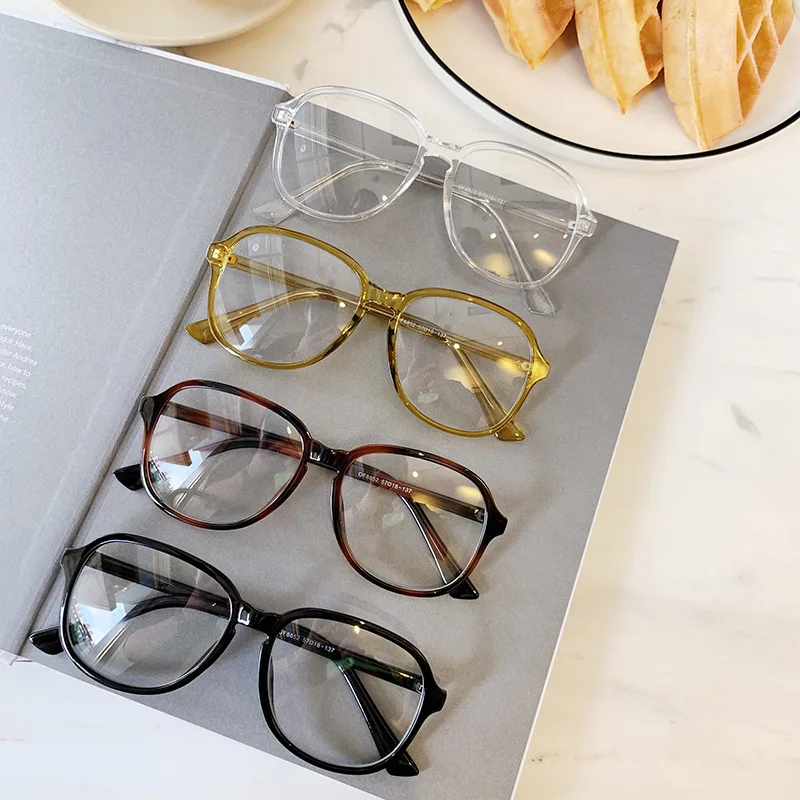 Новая цветная большая оправа квадратная оправа для очков ретро декоративные очки Розовая прозрачная плоская близорукая оправа для очков