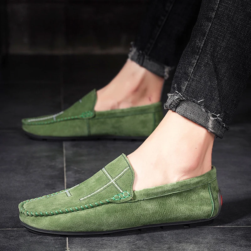 Plus Size 38-47 Leather Men's Shoes Casual Lazy Sli on Shoes for Men Soft Sole Mens Moccasins Casual Shoes ET870 (25)