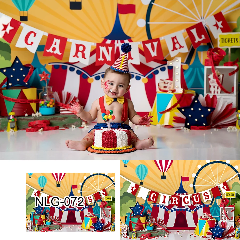 

Circus Children Birthday Background Photography Clown Hat Family Party Boy Birthday Photo Wallpaper Decoration Vinyl Background