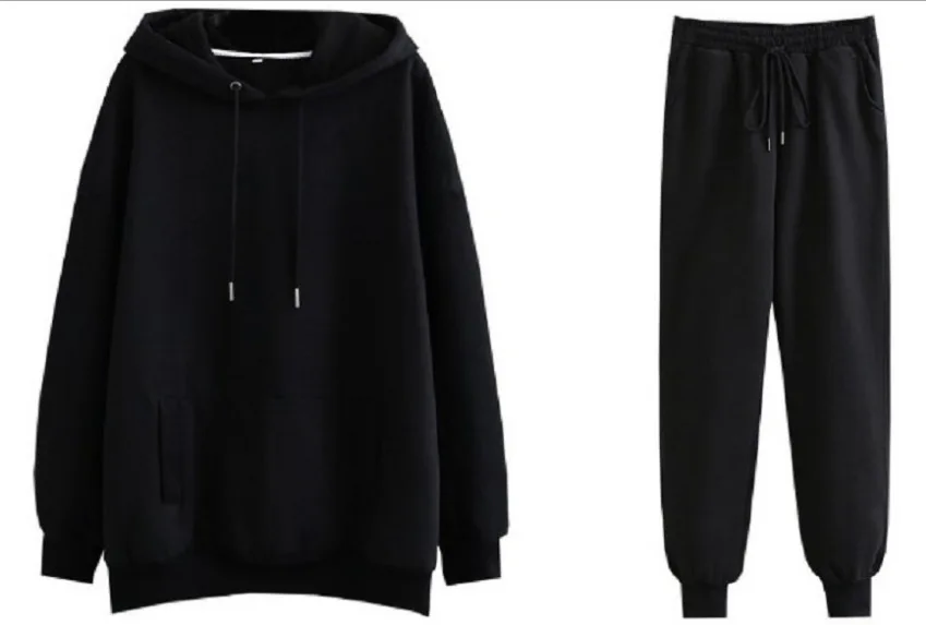 Two Piece Set Casual Fleece Tracksuit Women Winter 2020 Women's Sets Oversized Hooded Long Sleeve Hoodie Sport Pants Lady Suit