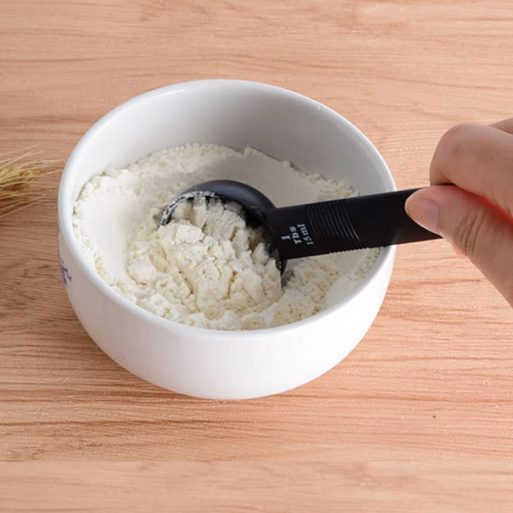 10pcs Scoop Measuring Spoon Set Black Sugar Teaspoon Cake Utensil Cups Baking Useful Kitchen Tools Cooking Plastic Coffee
