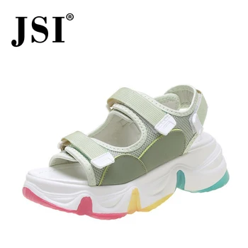 

JSI casual sandal woman simple soft and comfortable upper sport sandals woman hook&lock design colorful outsole sandals jh19