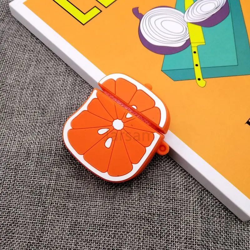 orange Чехол для Airpods, силиконовый чехол с рисунком для Apple Air pods, милый чехол для наушников, 3D чехол для наушников, аксессуары для наушников - Цвет: orange