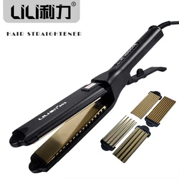 

LILI 3 In 1 Titanium Plat Hair Straightener Irons Professional Electric Hair Straightening Corn Waves Hair Styling Tools