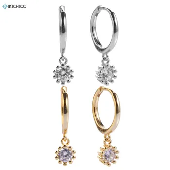 

Kikichicc 100% 925 Solid Silver 8.8MM Big Zircon Flower Dangle Drop Earrings Silver 925 Earrings Plata 925 Jewellery
