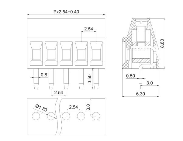 1 шт. KF128 2,54 мм PCB винтовой клеммный блок KF128-2.54 2P 3P 4P 5P 6P 7P 8P 9P 10P Соединительный терминал KF120-2.54 DG308-2.54mm