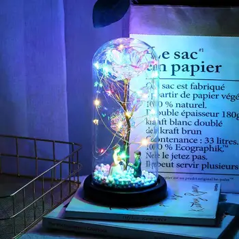 

20LED Battery Powered Foil Rose Night Lamps Glass Dome Copper Wire String Lights Decoration Ornaments Wedding Presents