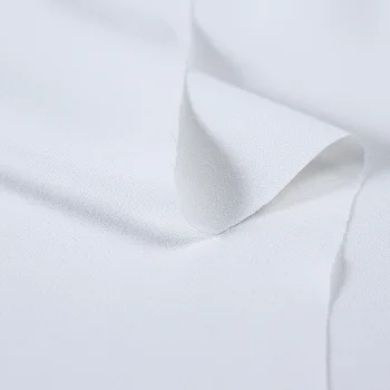 

White Chiffon Dress Shirt Opaque Solid Color Fabric by the Meter