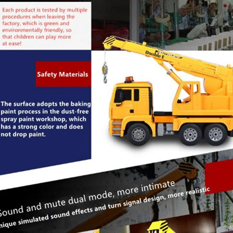 High Simulation Electric Remote Control RC Crane With Flash Light Program Demo Rotation Table UP & Down Engineering Vehicle To 4