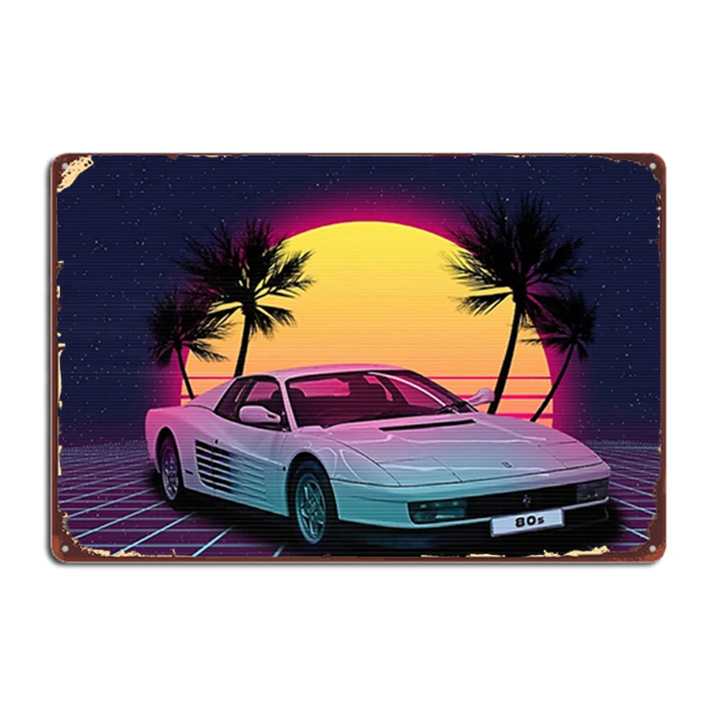 

Testarossa Synthwave Retro Car Metal Signs Cinema Garage pub Garage Decoration Wall Decor Tin sign Posters