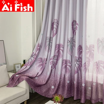 

Scandinavian Style Banana Leaf Printing Blackout Curtains Rustic Rural Bedroom Living Room Decoration Custom Curtains X036-4
