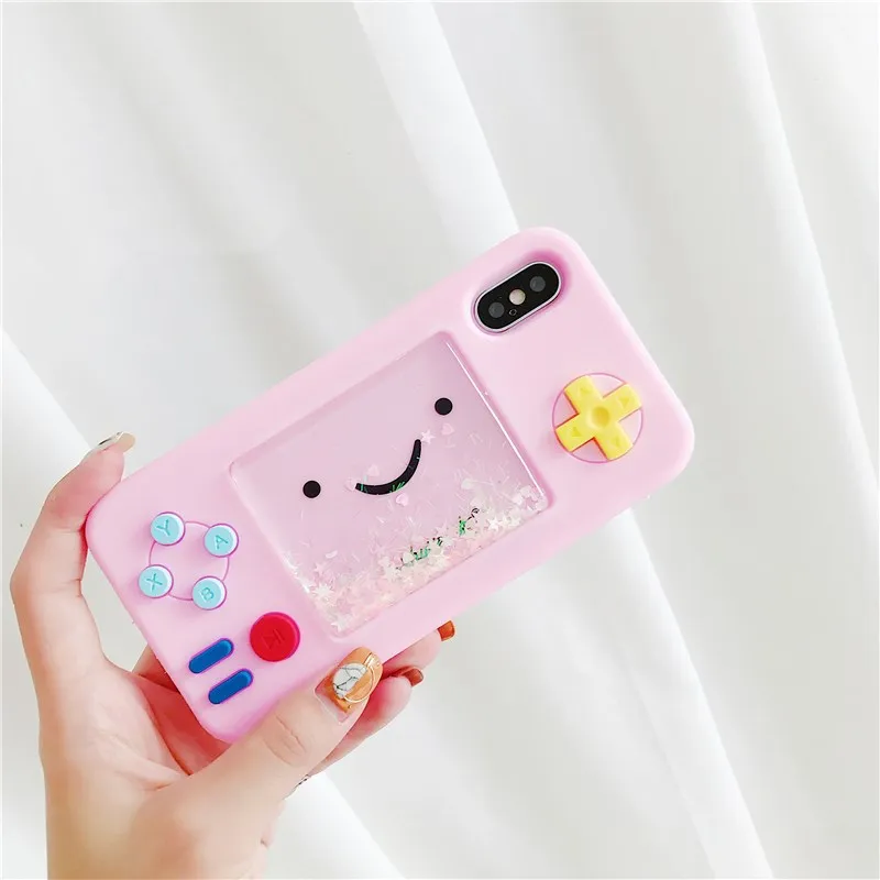 pink Gimfun мультяшный игровой Жидкий чехол для телефона Iphone 7 6 8 Plus Xr X Xs 11 Pro Max Блестящий Мягкий силиконовый резиновый чехол с медведем - Цвет: pink