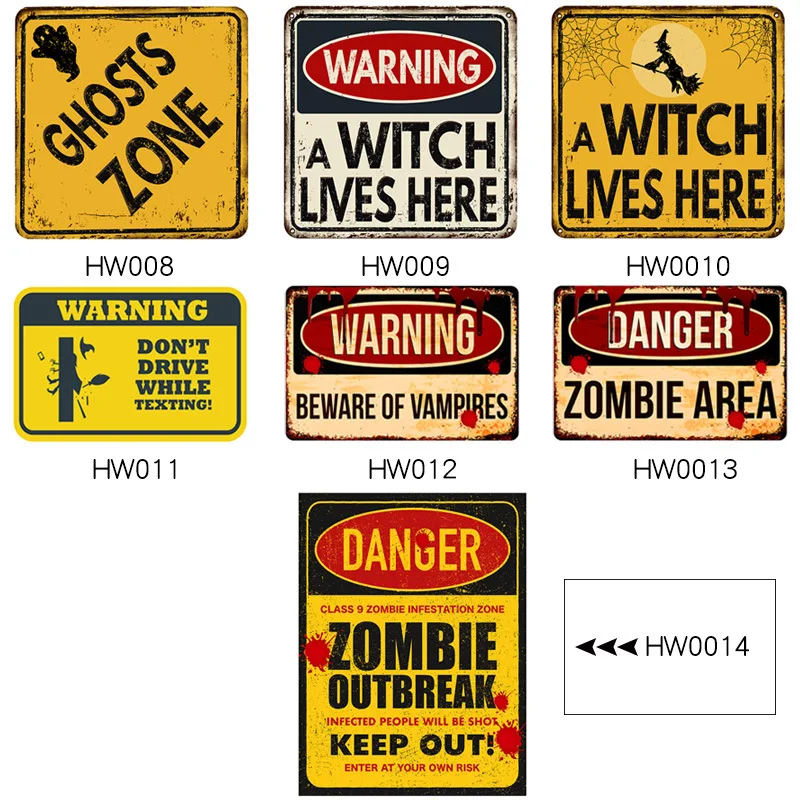 Vintage Plaque Tin Sign Halloween Horror Film Movie Poster Wall Stickers Plate Club Classical Retro Paint Warning sticker | Дом и сад