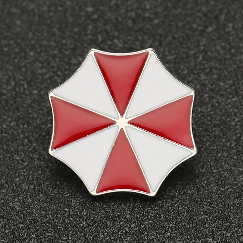 

Biohazard Brooch Pin Alice Umbrella Corporation Red White Enamel Logo Amulet Badge Hot Movie Game Jewelry Men Women Wholesale