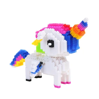 

18cm unicorn pony building block 2020pcs small particle decompression toy tandem puzzle building block decoration gift