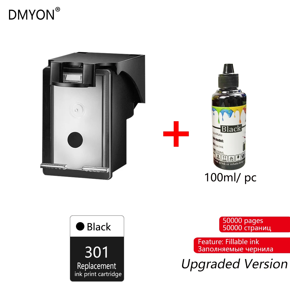 DMYON 301XL сменный картридж для принтера для hp 301 с чернилами hp Deskjet 1000 1050 2000 2050 2510 3000 3054 картриджи для принтеров - Цвет: Black