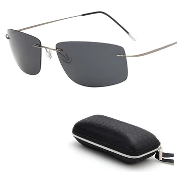 

With case Polarized Titanium sunglasses Polaroid Brand Designer Gafas Men Square Sun glasses sunglasses for men women