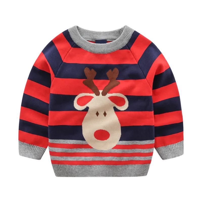 Милые рождественские свитера с рисунком для мальчиков осень-зима, пуловер для мальчиков, вязаный Повседневный свитер, детские топы с длинными рукавами для малышей - Цвет: Red