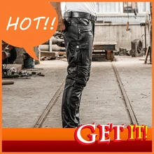 Брендовые дизайнерские брюки из натуральной кожи мужские профессиональные мотоциклетные байкерские длинные брюки винтажные Большие размеры мягкие черные брюки из коровьей кожи