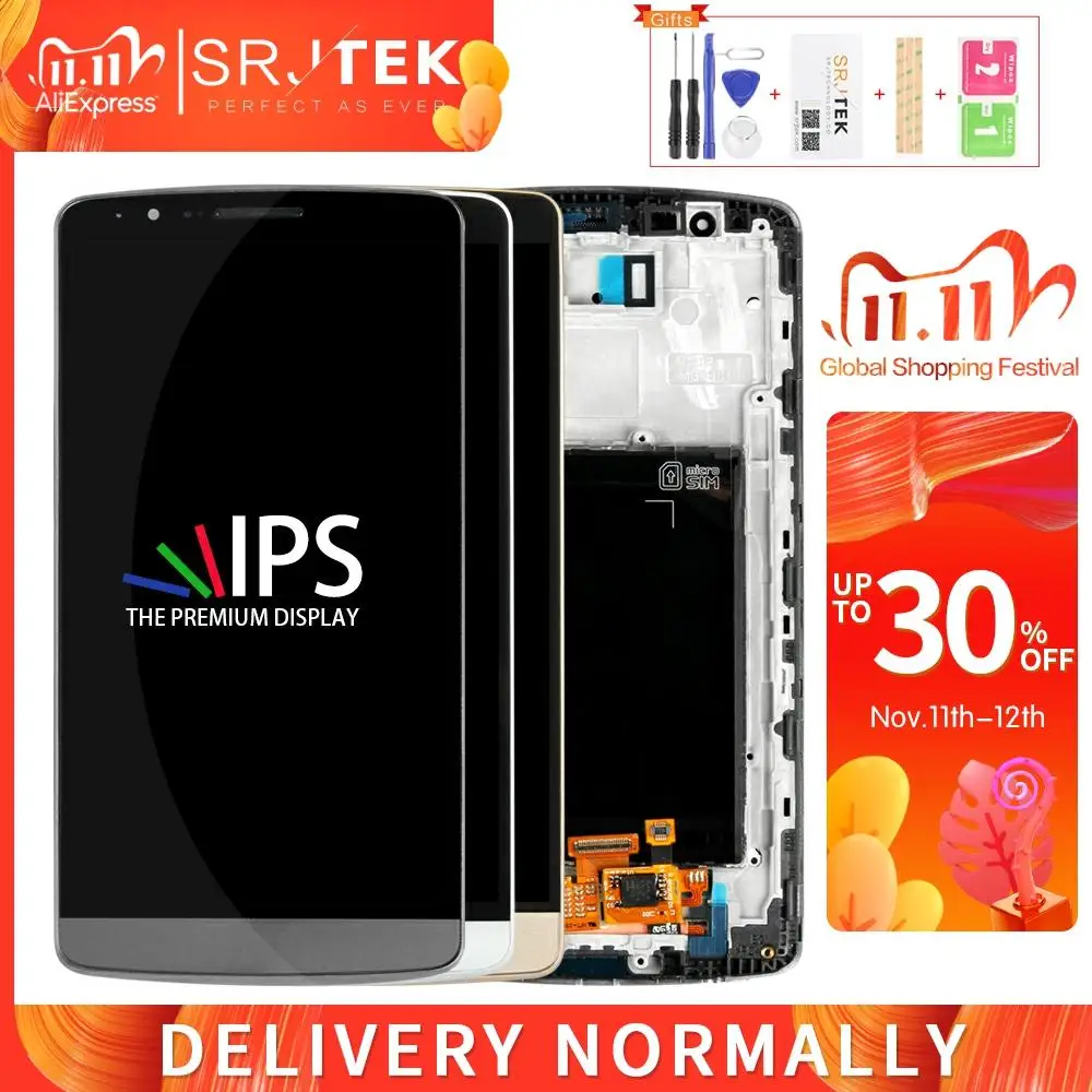 Srjtek 5 &quotЖК-дисплей для LG G3 D850 D851 D855 ЖК-панель сенсорный экран дигитайзер Сенсорное